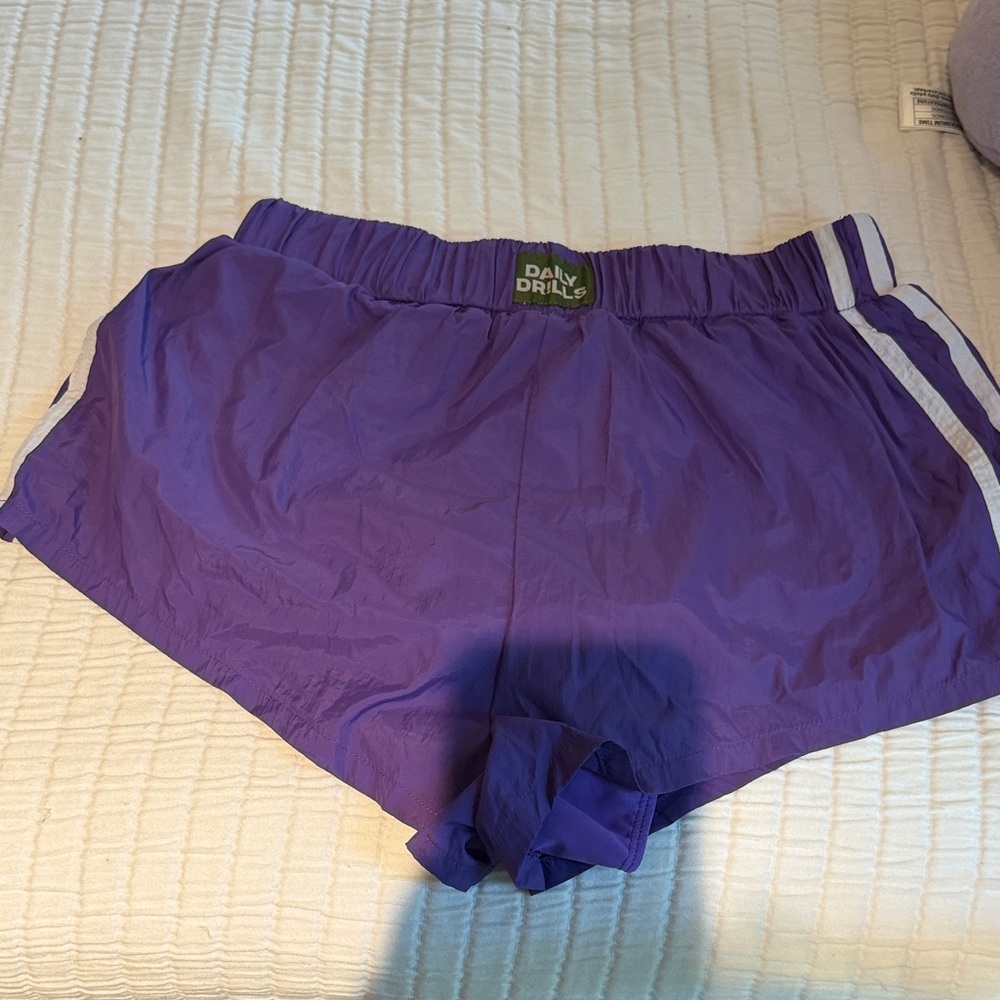 Daily Drills Women's Purple Running Shorts with White Side Stripes